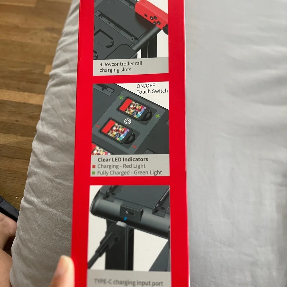 Black Controller Charger with Game Slots for NS & NS OLED